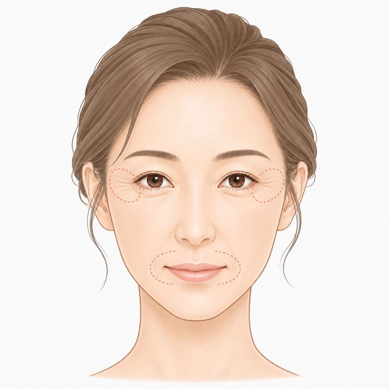 福井県福井市でしわ・たるみ治療を提供しているみねぎし皮ふ科形成外科の乾燥小じわのイラスト
