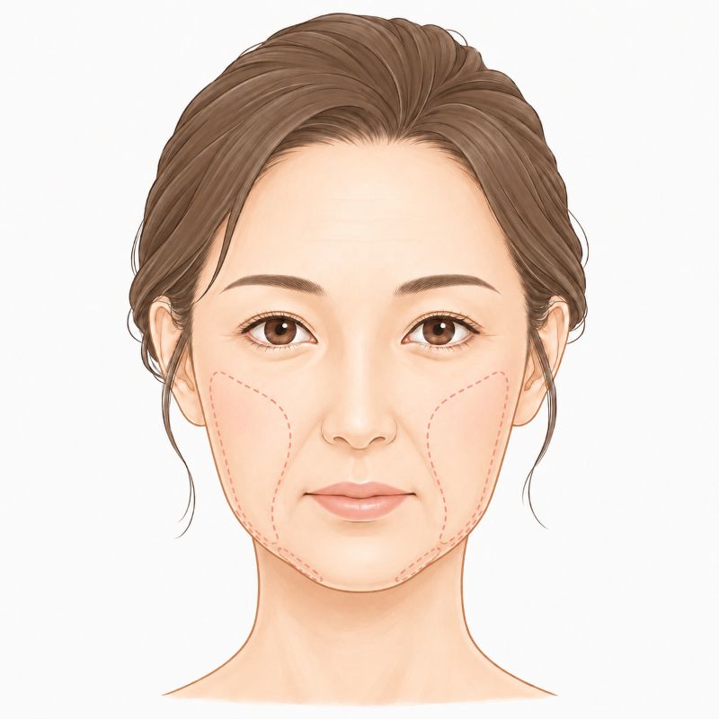 福井県福井市でしわ・たるみ治療を提供しているみねぎし皮ふ科形成外科の皮膚のたるみのイラスト